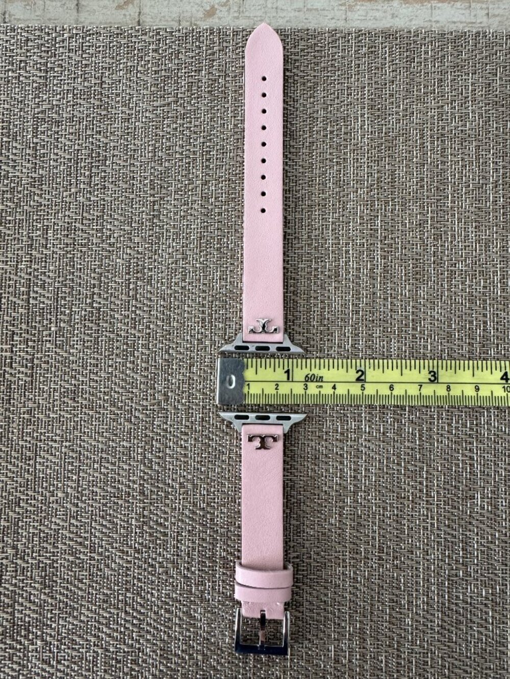 NEW Tory Burch The T Pink Blush Leather 14 mm Strap Band Apple Watch 11 42 mm - Picture 4 of 12